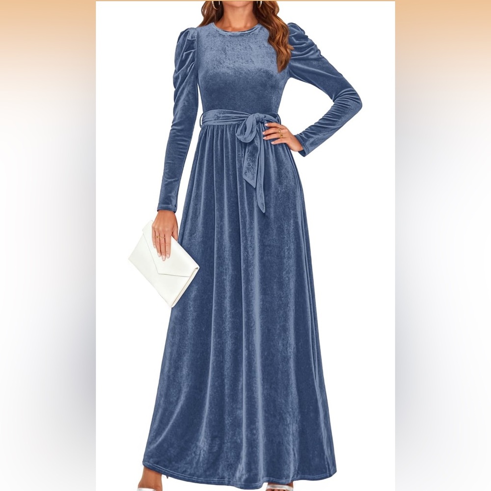 ZESICA Women's Velvet Maxi Dress, LIKE NEW
